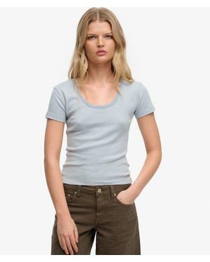 Superdry & Co Athletic Essentials Striped Short Sleeve Top - Gray