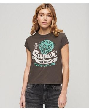 Superdry & Co Ladies Embellished Poster Cap Sleeve T-shirt - Multicolor