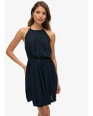 Superdry Ibiza Halter Neck Mini Dress - Blue