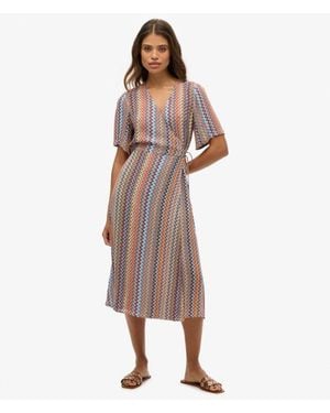 Superdry Printed Wrap Midi Dress - Pink