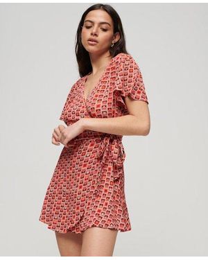 Superdry Vintage Mini Wrap Dress - Red