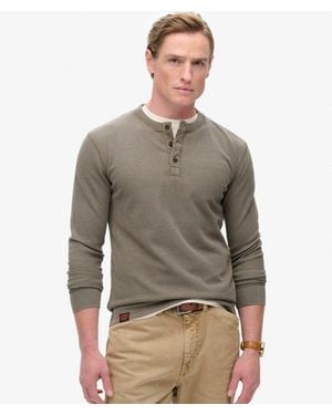 Superdry Vintage Textured Grandad Top - Grey