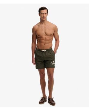 Superdry Printed Logo 16-Inch Swim Shorts - Green