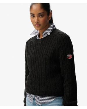 Superdry & Co Slouchy Cable Knit Sweater - Black