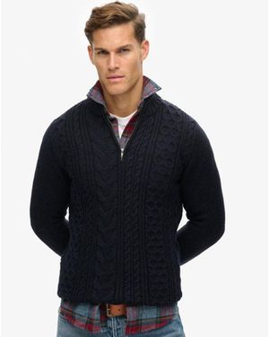 Superdry & Co Slim Fit Cable Knit Jacob Half Zip Jumper - Blue