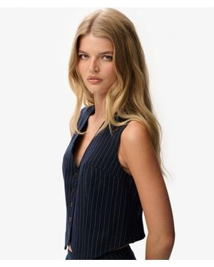 Superdry & Co Pinstripe Waistcoat - Blue