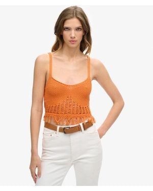 Superdry Vintage Gehaakte Top Met Franje - Oranje