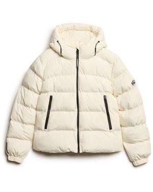 Superdry Hooded Sports Puffer Jacket - Natural