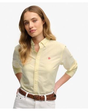 Superdry Slim Oxford Button Down Long Sleeve Shirt - Natural