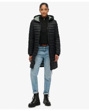 Superdry & Co Hooded Fuji Lite Mid Length Padded Jacket - Black