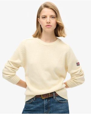 Superdry & Co Knitted Slouchy Crew Neck Sweatshirt - Natural