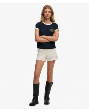 Superdry & Co Athletic Essentials Jersey Script Shorts - White