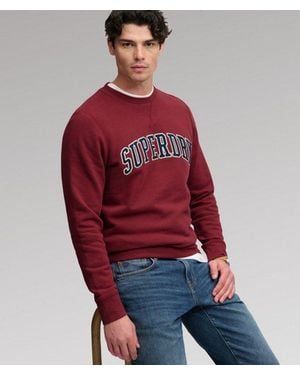 Superdry & Co Athletic Applique Relaxed Crew Sweatshirt - Red
