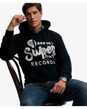 Superdry & Co Records Hoodie Met Relaxed Pasvorm - Zwart