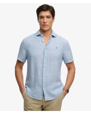 Superdry & Co Riviera Short Sleeve Linen Shirt - Blue