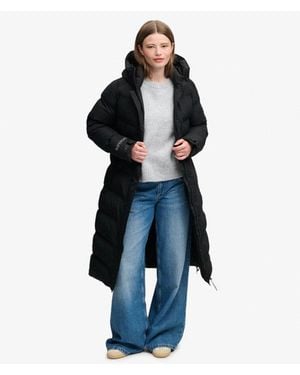 Superdry Lange Gewatteerde City Chevron Jas - Blauw