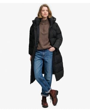 Superdry & Co Long Hooded Puffer Coat - Blue