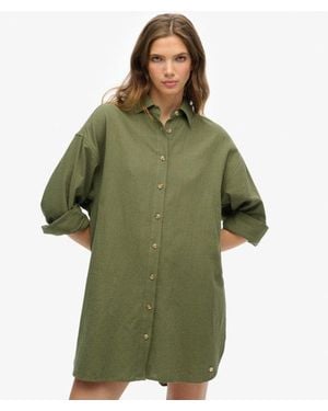 Superdry Ibiza Longline Beach Shirt - Green