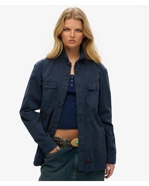 Superdry Oversized Military Long Sleeve Shirt - Blue