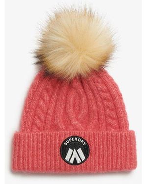 Superdry & Co Cable Luxe Knit Beanie Hat - Red