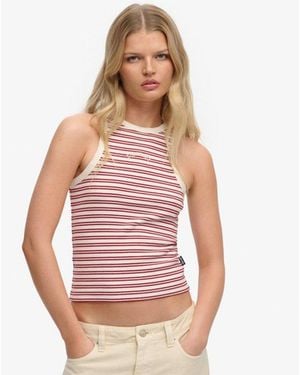Superdry & Co Essential Logo Striped Racer Vest Top - Red