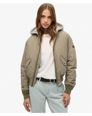 Superdry & Co Hooded Ma1 Bomber Jacket - Natural