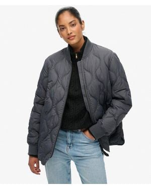 Superdry Kort Gewatteerd Jack - Grijs