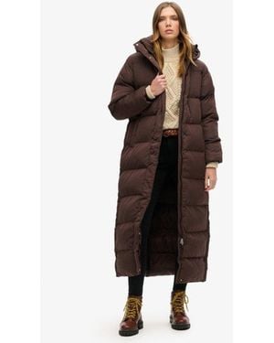 Superdry & Co Classic Maxi Hooded Puffer Coat - Brown