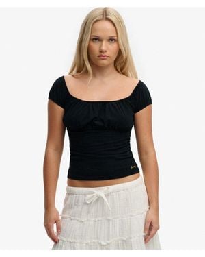 Superdry & Co Athletic Essentials Ruched Top - Black