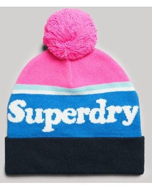 Superdry Essential Logo Beanie Fluro - Blue