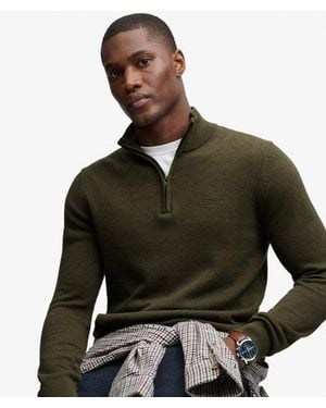 Superdry & Co Prep Essential Cotton Half Zip Jumper - Green