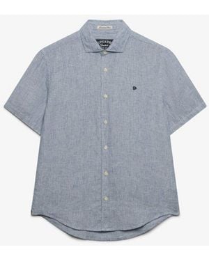 Superdry & Co Riviera Short Sleeve Linen Shirt - Blue