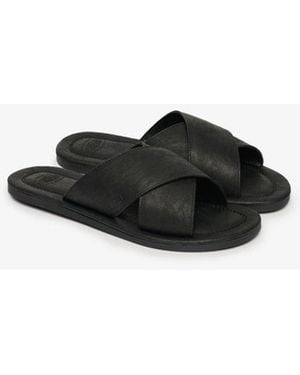 Superdry & Co Vintage Cross Strap Slides - Black