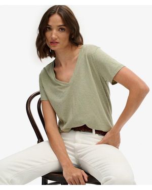 Superdry Studios Slub T-shirt Met Borduursel - Groen