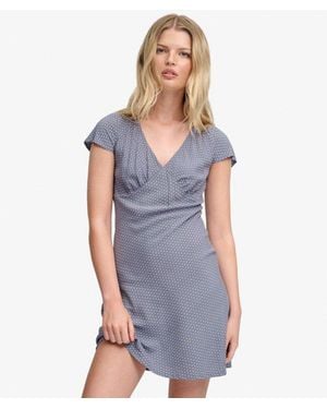 Superdry & Co Printed Sweetheart Short Sleeve Mini Dress - Blue