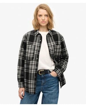 Superdry Geruit Gevoerd Overhemd - Grijs
