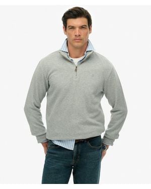 Superdry Ribbed Half Zip Sweater - Gray