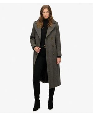 Superdry & Co Double Breasted Wool Blend Coat - Black