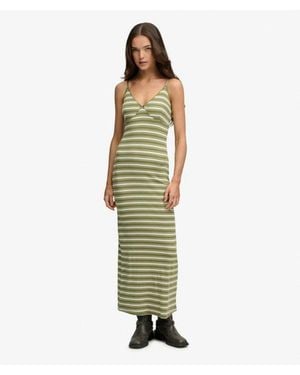 Superdry Stripe Ribbed Jersey Maxi Dress - Green