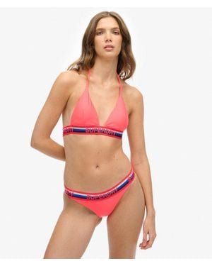 Superdry Gestreepte Triangelbikinitop - Rood