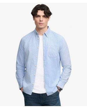 Superdry Homme Chemise Oxford Mix Match Manches Longues Taille - Bleu