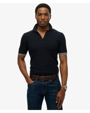 Superdry & Co Knitted Texture Short Sleeve Polo Shirt - Black