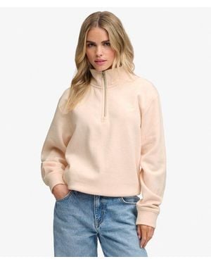 Superdry Femme Sweatshirt Signature Demi-Zip Brodé Taille - Bleu