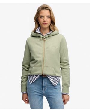Superdry & Co Essential Logo Zip Hoodie Half Brushed - Green