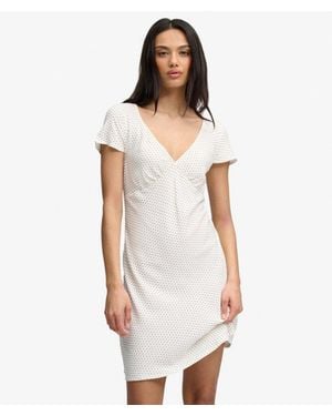 Superdry & Co Printed Sweetheart Short Sleeve Mini Dress - White