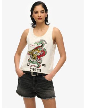 Superdry & Co Neo Trad Tattoo Scoop Neck Tank Top - White