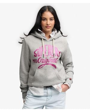 Superdry & Co Mfg Original Metallic Hoodie - Gray