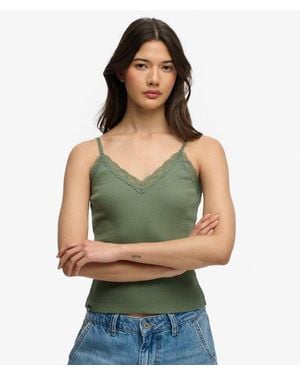 Superdry Essential Lace Trim Cami Top - Green
