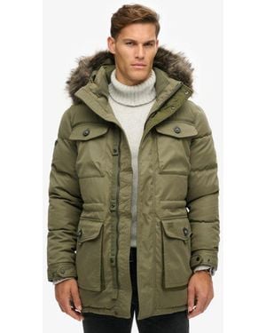 Superdry Chinook Faux Fur Parka Coat - Gray