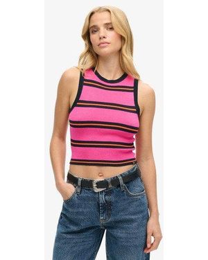 Superdry Fijngebreide Tanktop - Rood